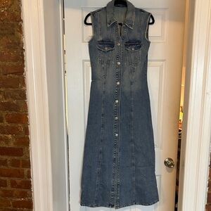 Zara Sleeveless Denim Button down Maxi Dress